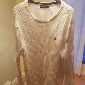 White Nautica Engineered Cable Sweater